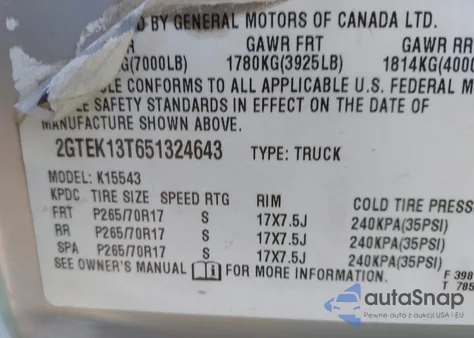 2005 GMC Sierra 1500 Sle из США, поврежденный, VIN 2GTEK13T651324643